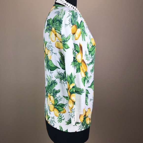 Talbots Lemon Fruit Gold Button Large Cardigan - Picture 4 of 6